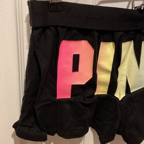 Victoria’s Secret PINK Black Rainbow Lettering Boxer Sleep Shorts - Picture 2 of 15